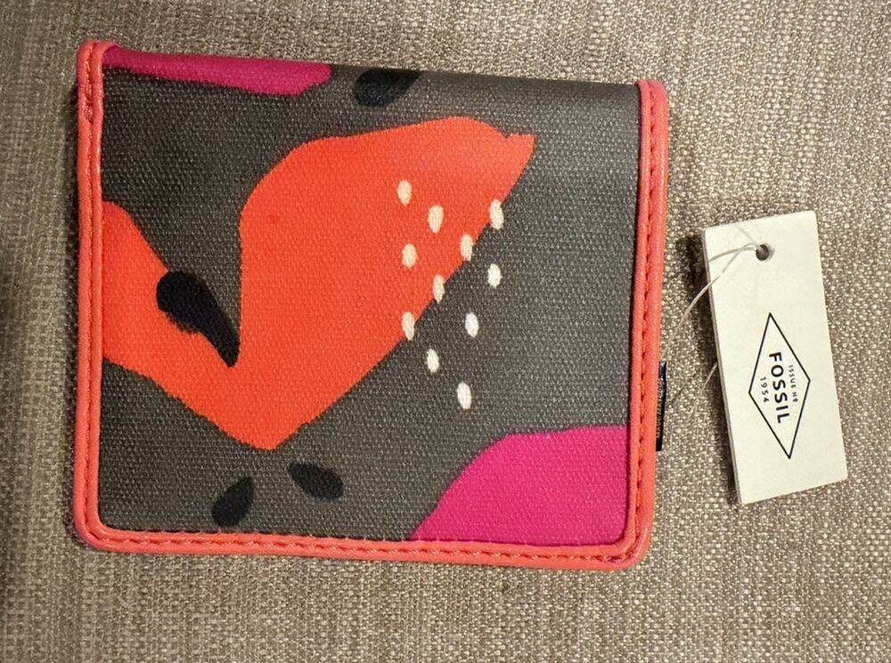 Fossil Wallet Snap New With Tags Pink Orange Gray
